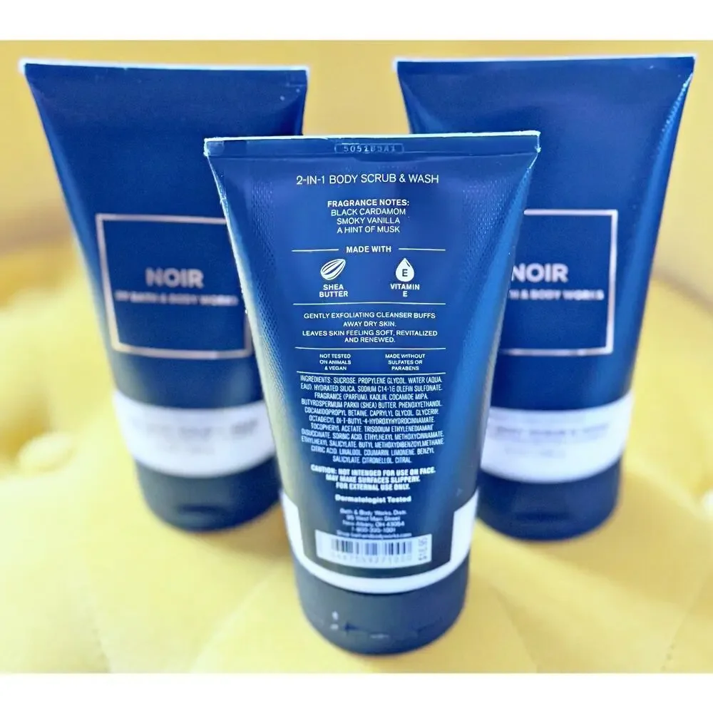 Bath & Body Works 2-in-1 Body Scrub & Wash 8 fl oz NOIR For Men x3